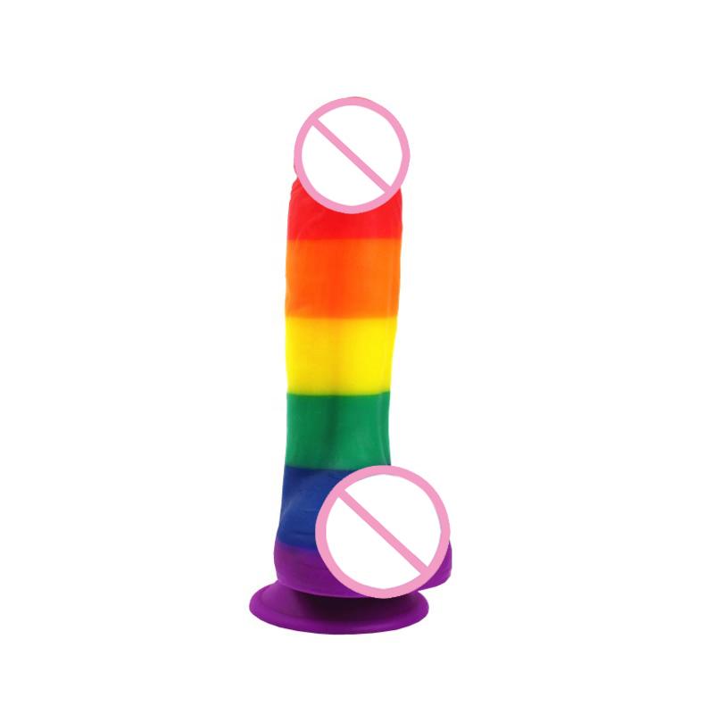 Liquid Silicone Rainbow Dildo Penis Erotic Gay Pride Rainbow Dildos