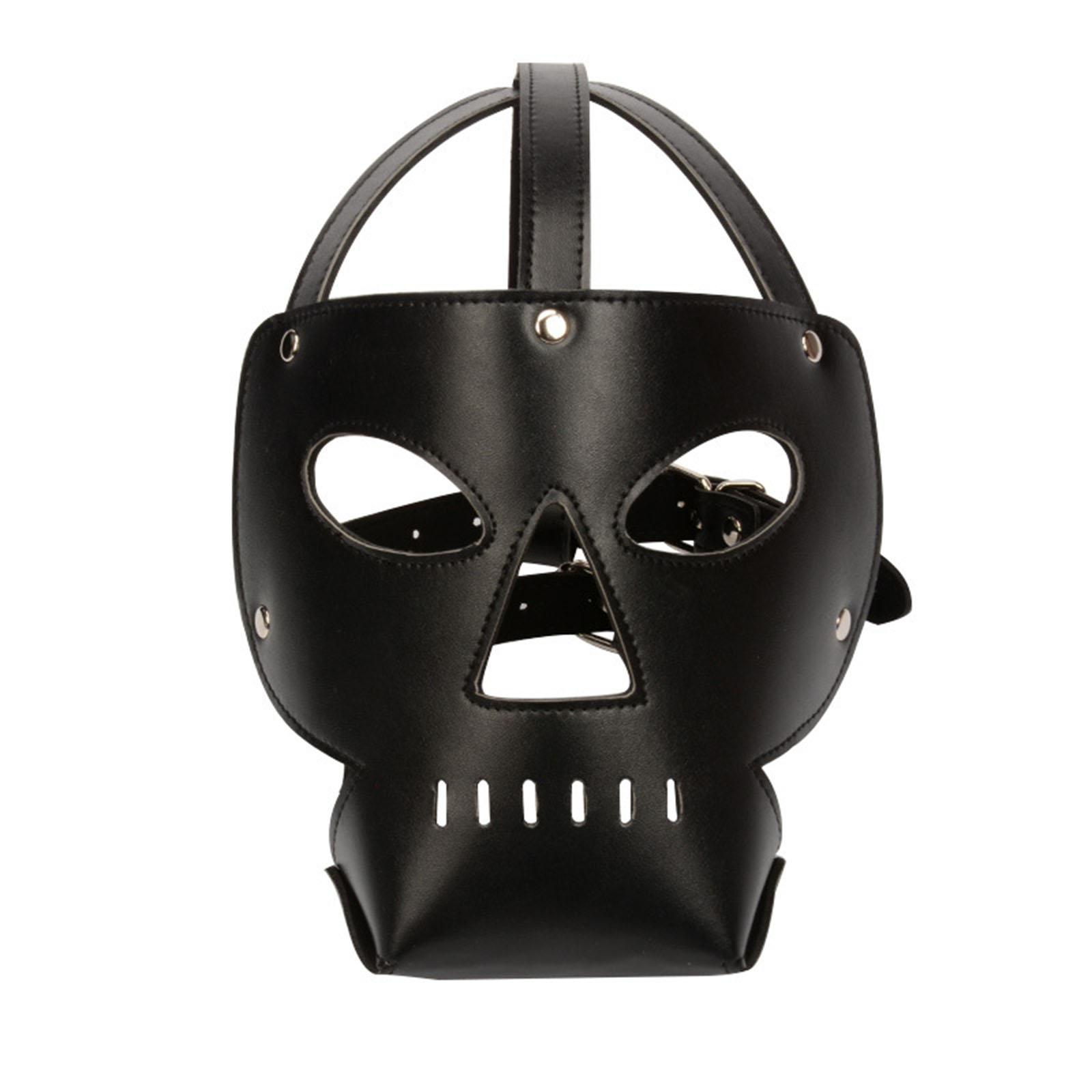 Bdsm Costume Sex Toys Men Couples Adult Sexy Harness Pu Leather Face Gear Adjustable Metal Buckles Halloween Party Masque Hood%