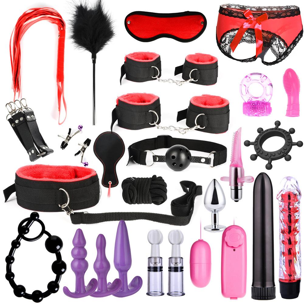 26 Pcs/set Erotic Sm Restraints Handcuff Ankle Cuff Sex Toys Flirt Bondage Kit Adult Fetish Bed Game Tool For Beginner%