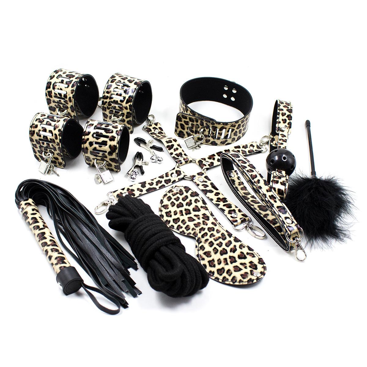 Yellow Sm Bondage 10 Pieces Kit Bdsm Sexy Video Fulxxx Video Erotic Sex Toys For Woman Sex Handcuffs Leather Whip Fetish Play%