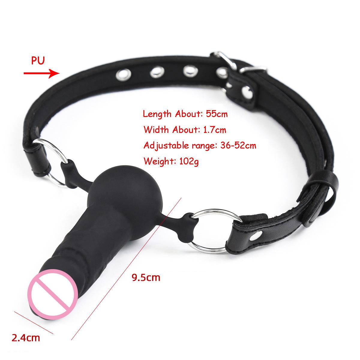 Bdsm Bondage Slave Soft Ball Gag Pu Leather Strap With Silicone Strapon Dildo For Women Adults Games Erotic Sex Toys For Woman%