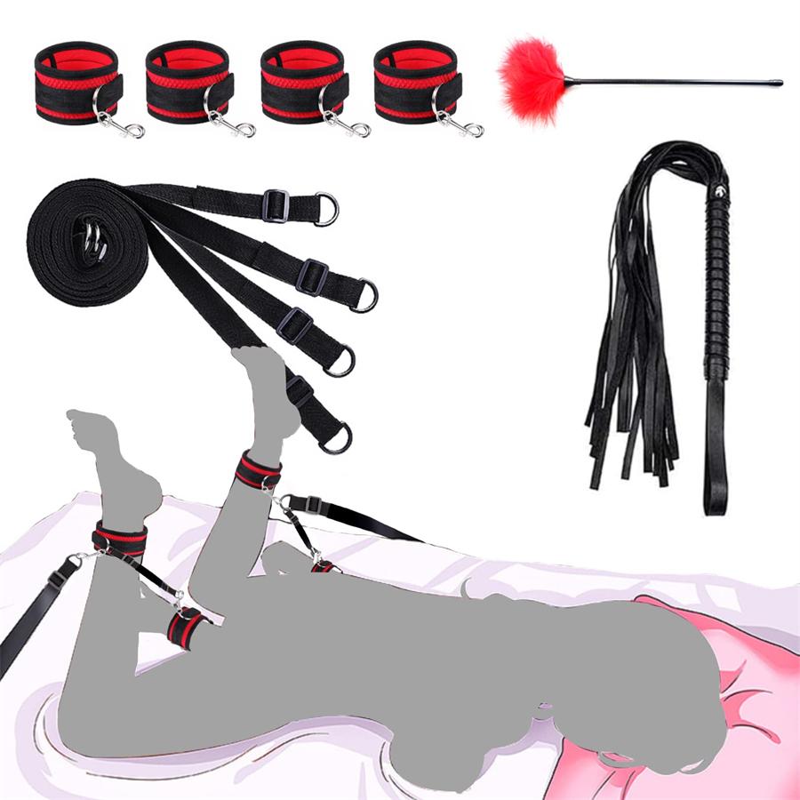 Amazon Hot Sale Bdsm Bindage Kit Sex Leather Bondage Gear Sex Toys For Couple Sexy Slave Bed Sex Toys