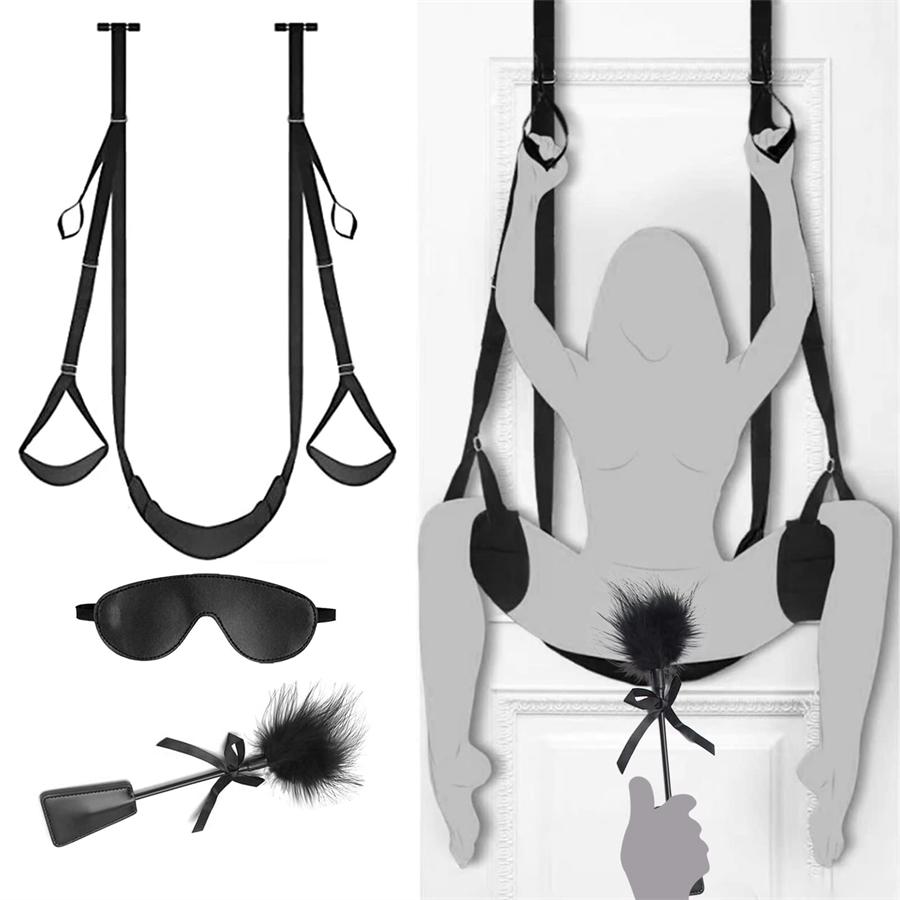 Sm Bondage Sex Door Swing 3 Piece Set Sexy Slave Bondage Kit For Adult Couples With Ajustable Straps Flirting Bondage