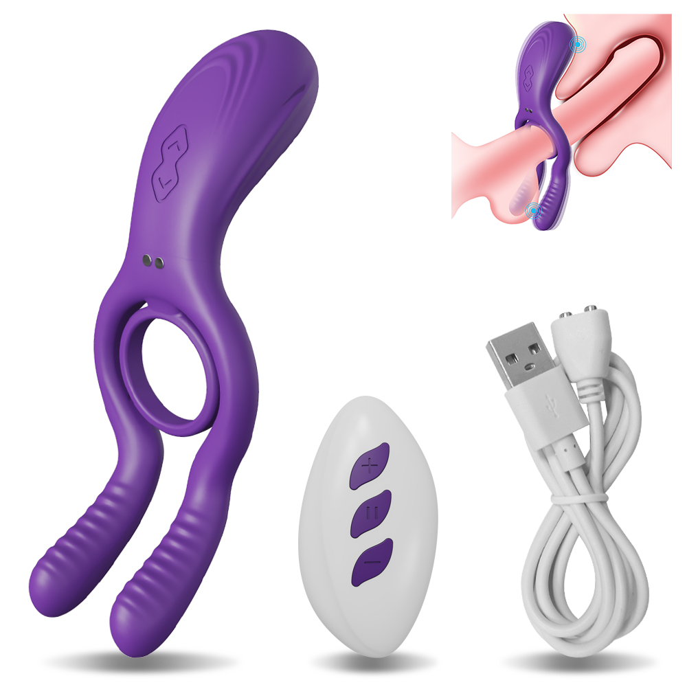  Silicone Double Head Vibrating Penis Ring For Men Delay Ejaculation Erection 12 Vibration Multiple Stimuli Toys For Couple