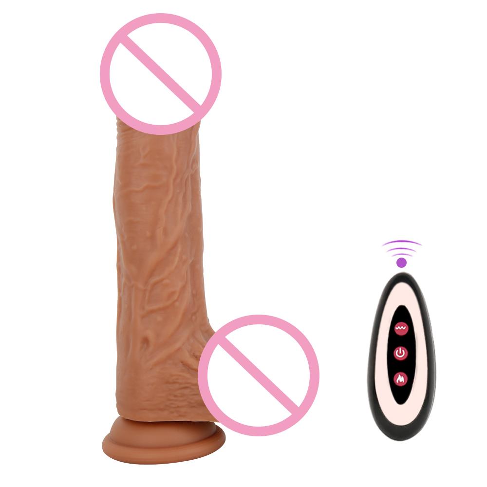 Wireless Remote Control Silicone Vibration Heating Simulation Penis Masturbation Device Electric Vibrator Sex