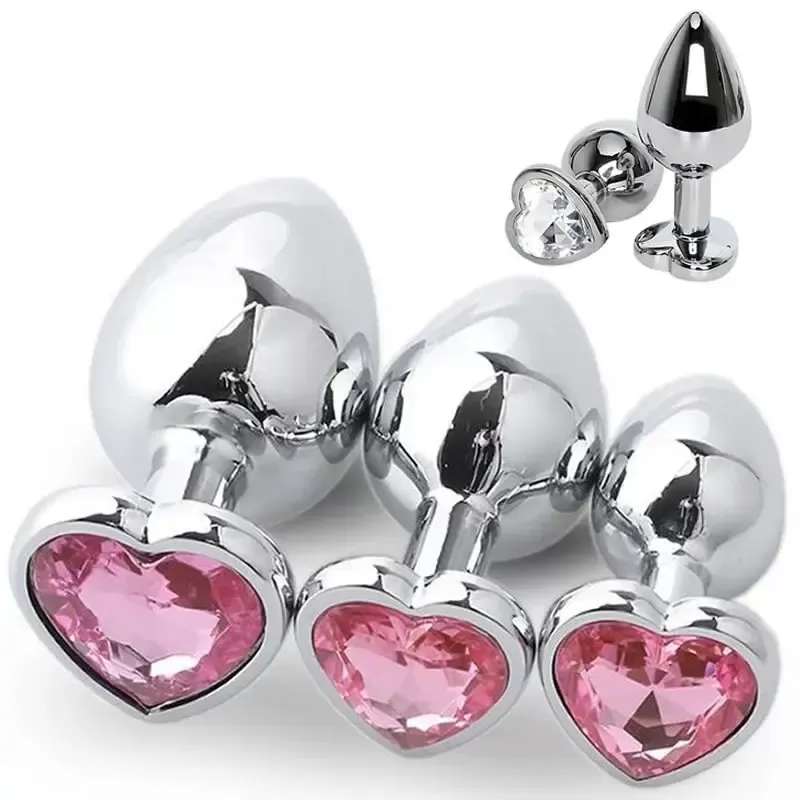 2023 Sex Toys Anal Steel Plug Set Heart-shaped Multi Colors Dildo Women Expand Anus Metal Ass Toy For Couples