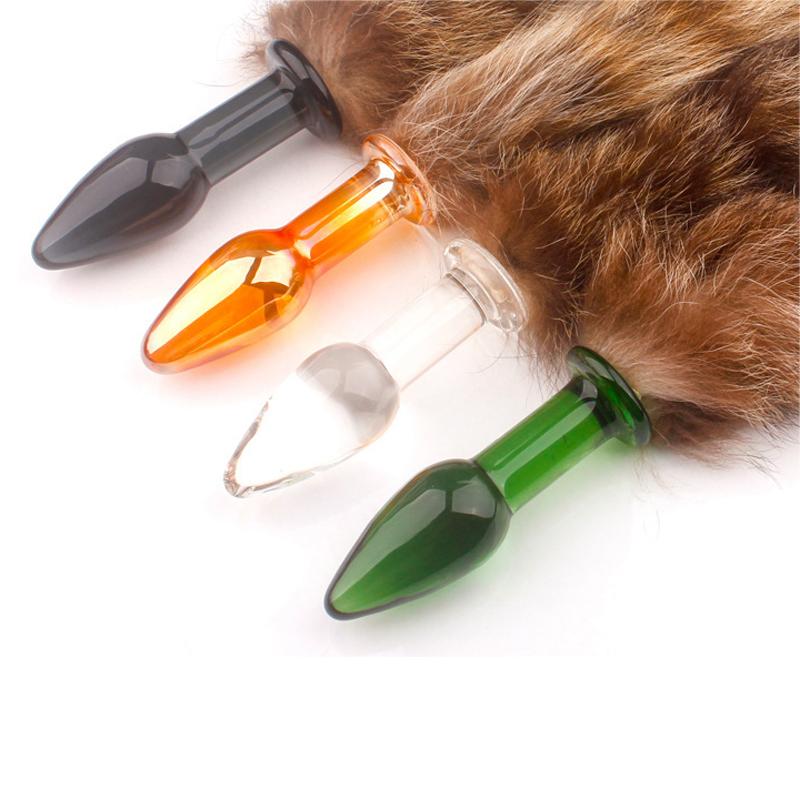 Small Vestibular Plug Rabbit Tail Four Color Glass Toys Sex Adult Fox Tail Anal Plug