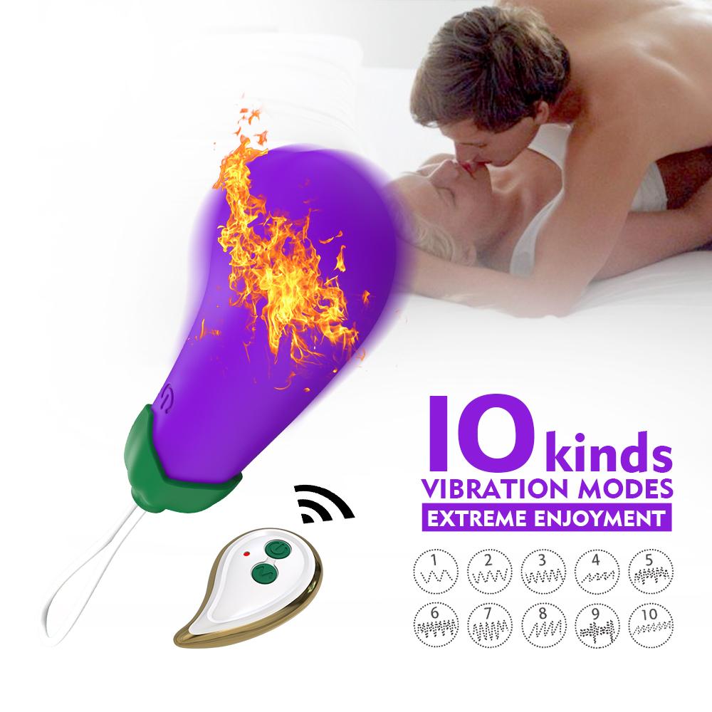 Vegetable Eggplant Shape Wireless Remote Control 10 Vibration Modes Powerful Jumping Egg Sex Toy Jump Vibrating Egg For Woman