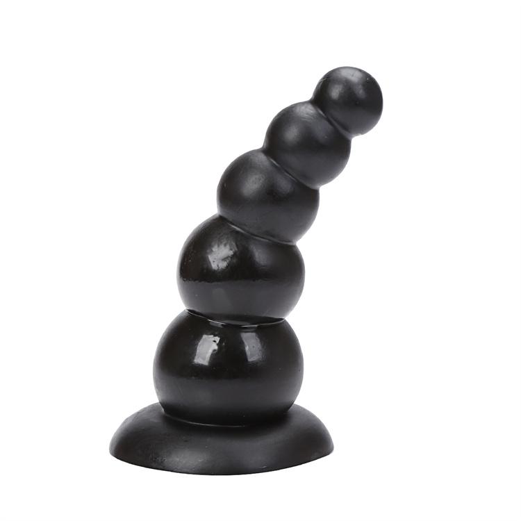 Jumbo simulated penis anal plug with pulling beads