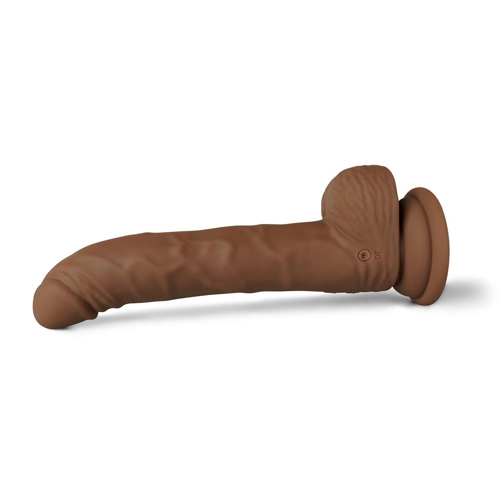 10 Functions Silicone Rechargeable G-Spot Vibrating and Rotating Brown Realistic Dildo