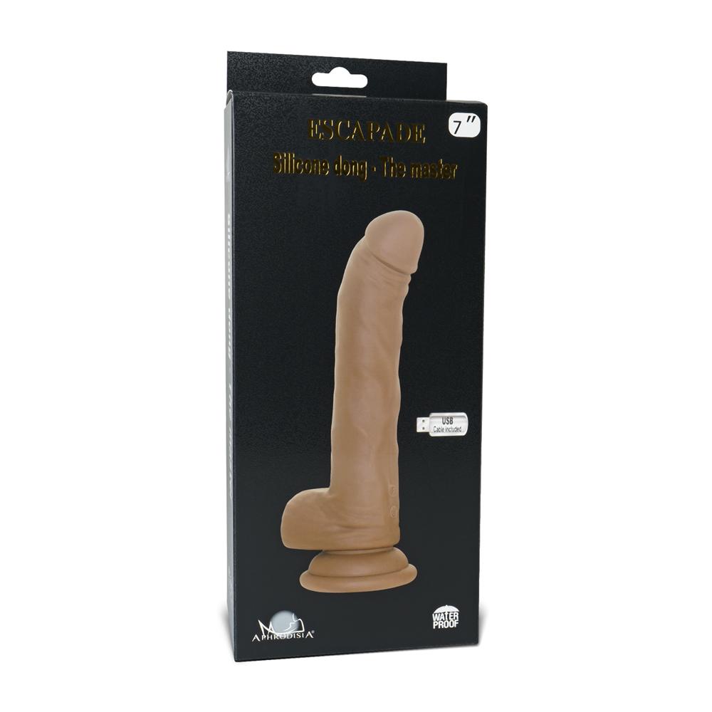 10 Functions Silicone Rechargeable G-Spot Vibrating and Rotating Brown Realistic Dildo