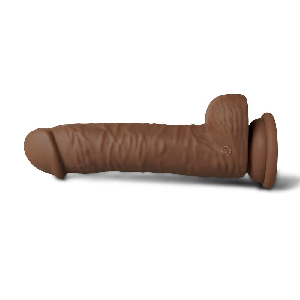 10 Functions Silicone Rechargeable Vibrating and Rotating Brown Realistic Dildo