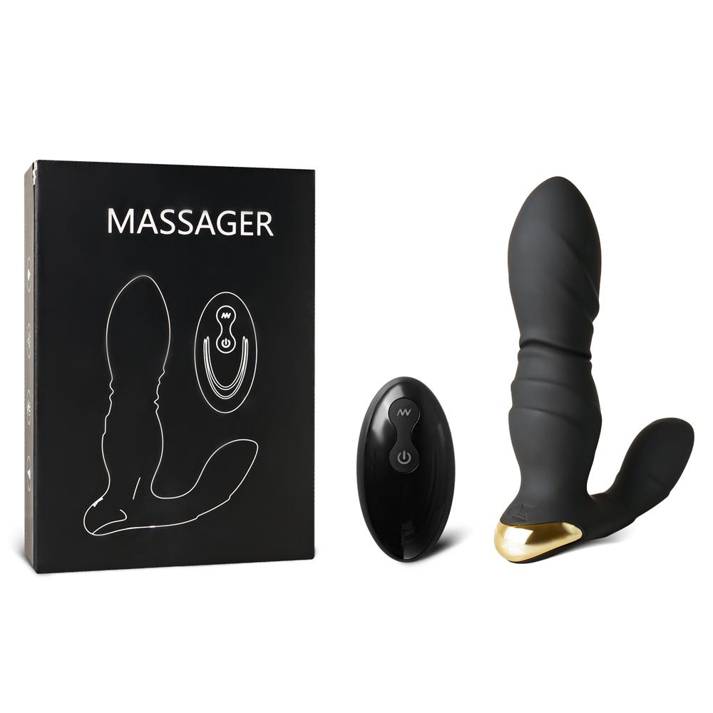 10 Modes Remote Control Black Color Thrusting Vibrating Prostate Massager