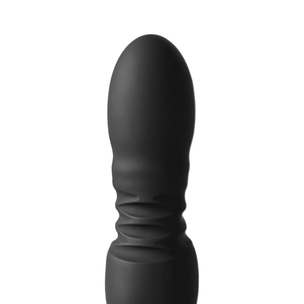 10 Modes Remote Control Black Color Thrusting Vibrating Prostate Massager  with Dual Cock Rings