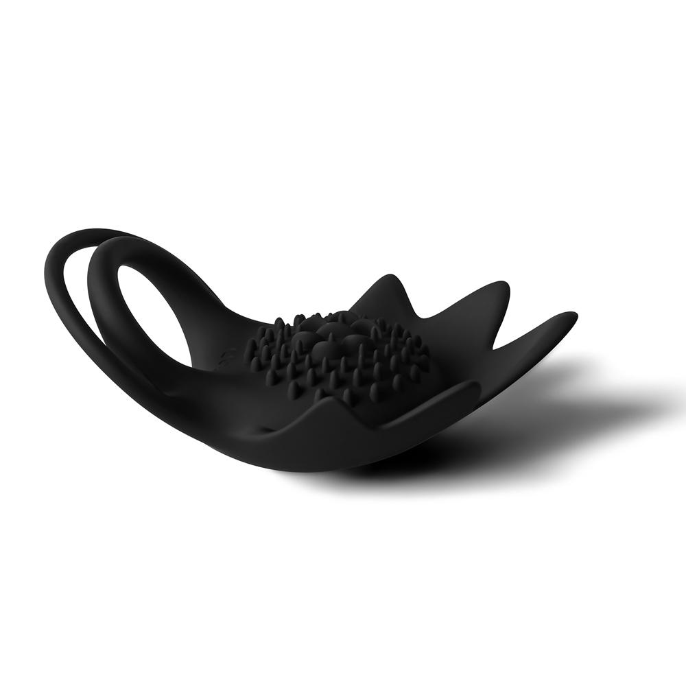 10-Speed Black Color Remote Control Silicone Vibrating Cock Ring