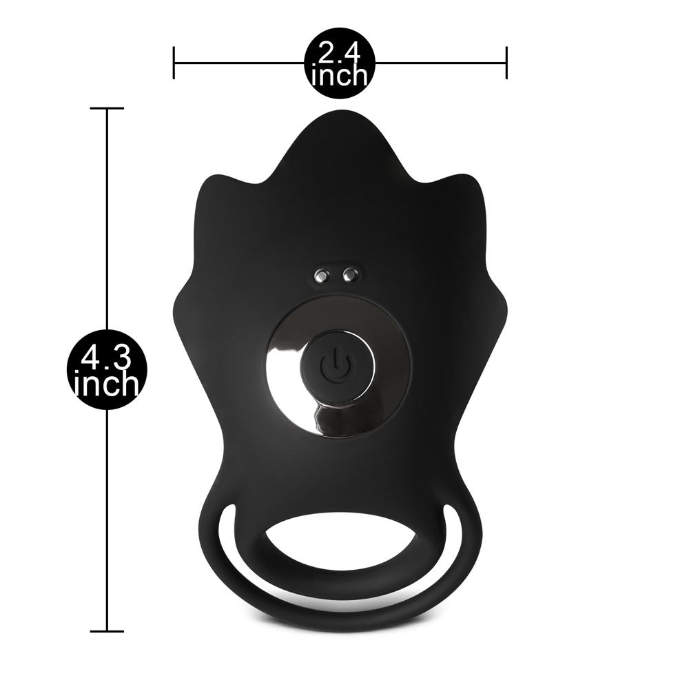 10-Speed Black Color Remote Control Silicone Vibrating Cock Ring