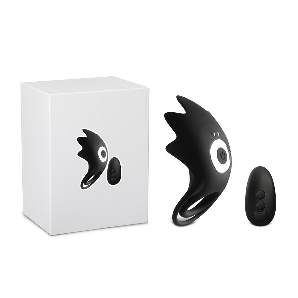 10-Speed Black Color Remote Control Silicone Vibrating Cock Ring