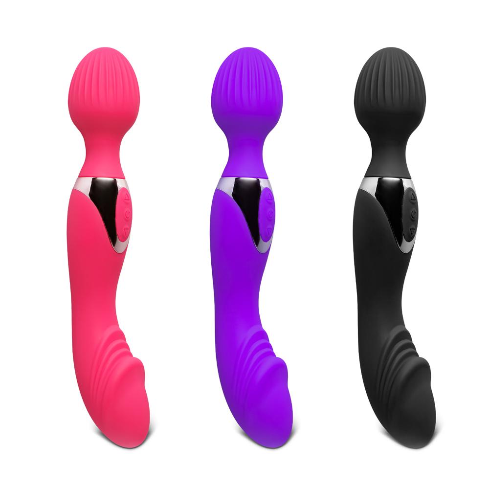 10-Speed Black Color Silicone Double Ended Wand Massager