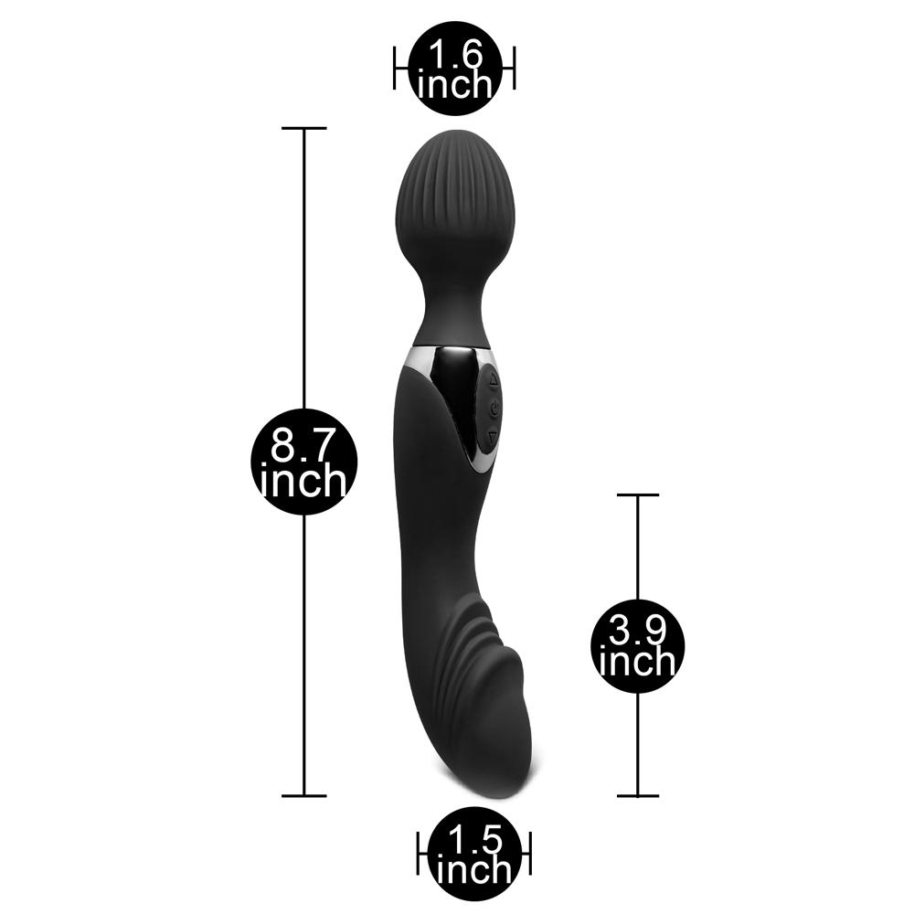 10-Speed Black Color Silicone Double Ended Wand Massager