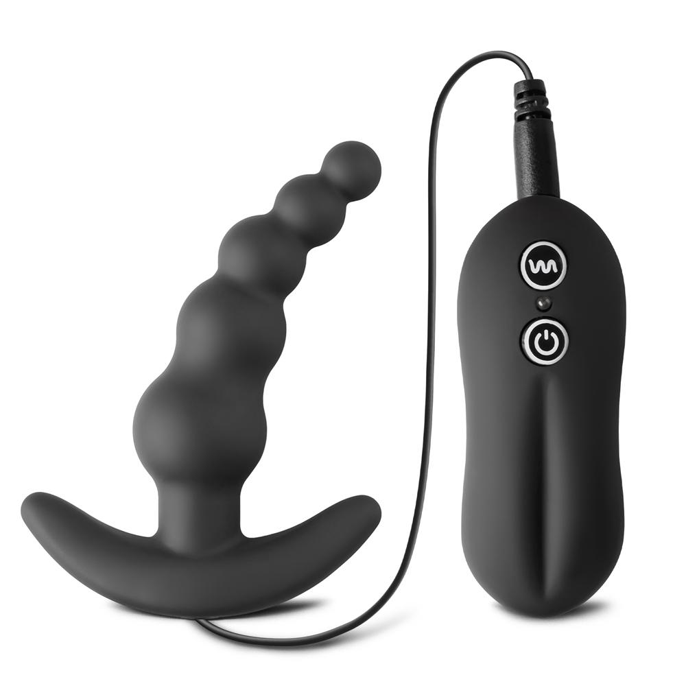 10-Speed Black Silicone Vibrating Anal Beads