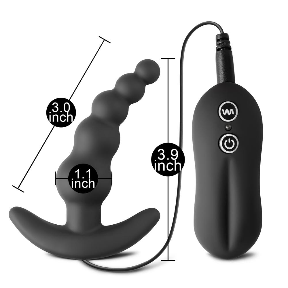 10-Speed Black Silicone Vibrating Anal Beads