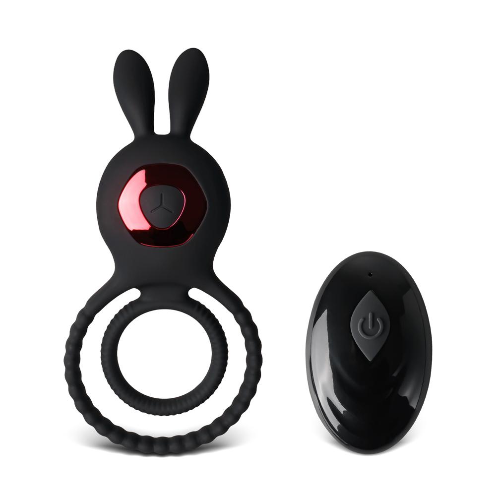 10-Speed Black Vibrating Cock Ring with Remote Control, Waterproof, USB Rechargeable