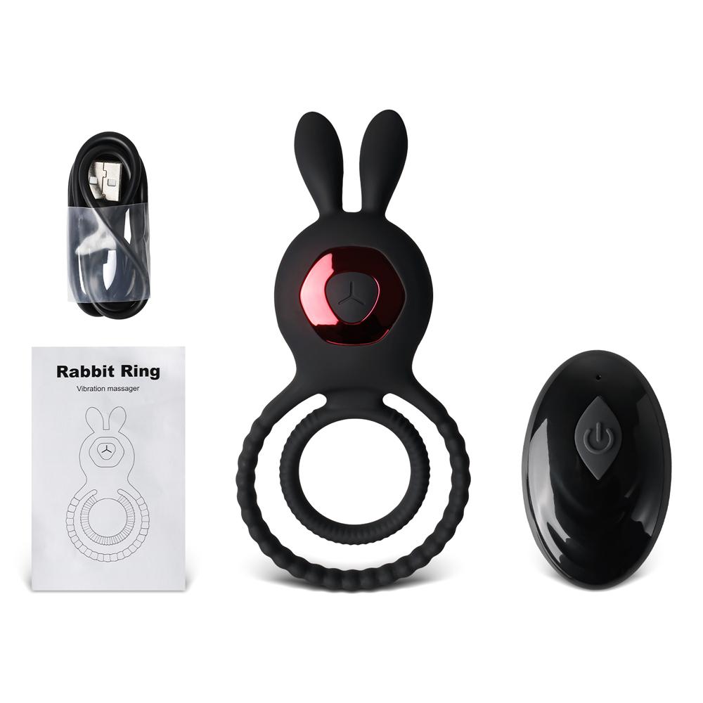 10-Speed Black Vibrating Cock Ring with Remote Control, Waterproof, USB Rechargeable