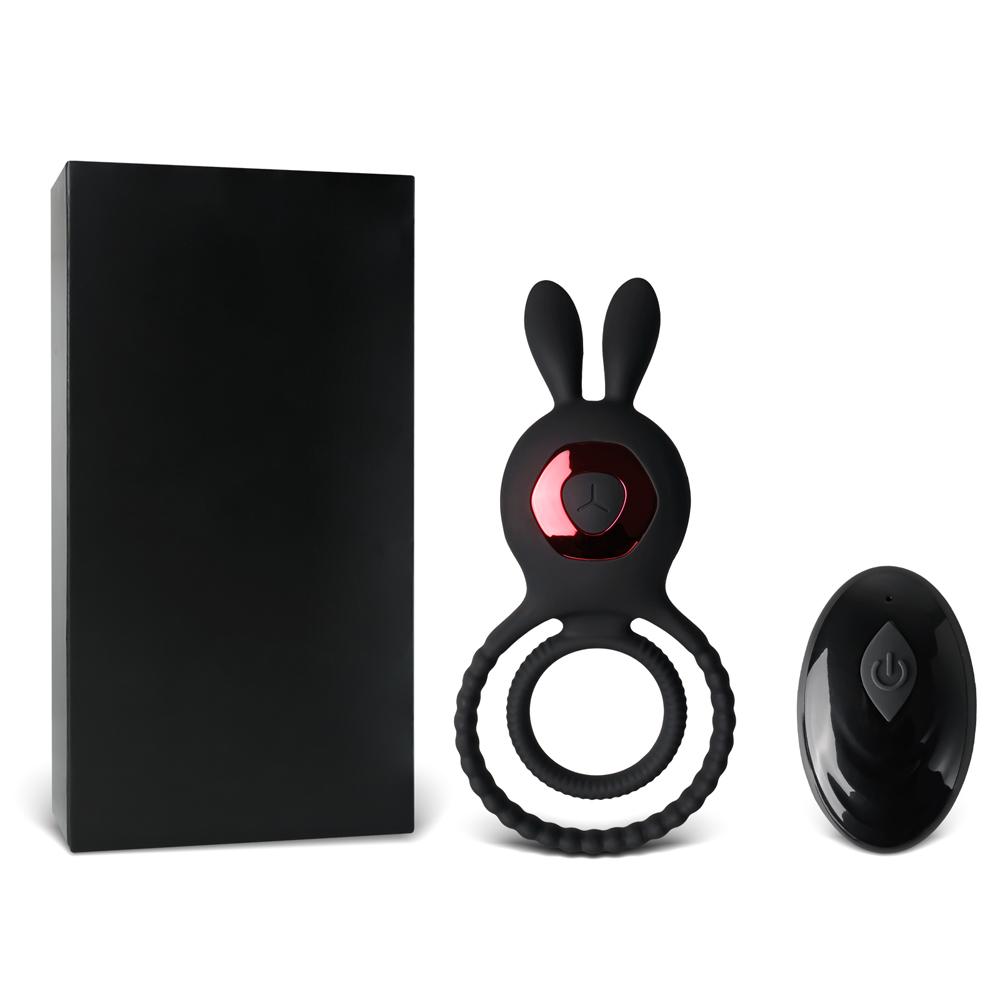 10-Speed Black Vibrating Cock Ring with Remote Control, Waterproof, USB Rechargeable