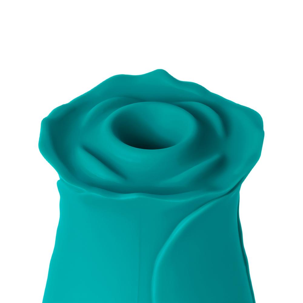 10-Speed Green Color Silicone Rose Vibrator with Thrusting Vibrator