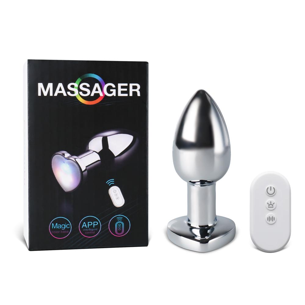 10-Speed Metal Vibrating Anal Plug with APP Control and Light-up Magic Colors