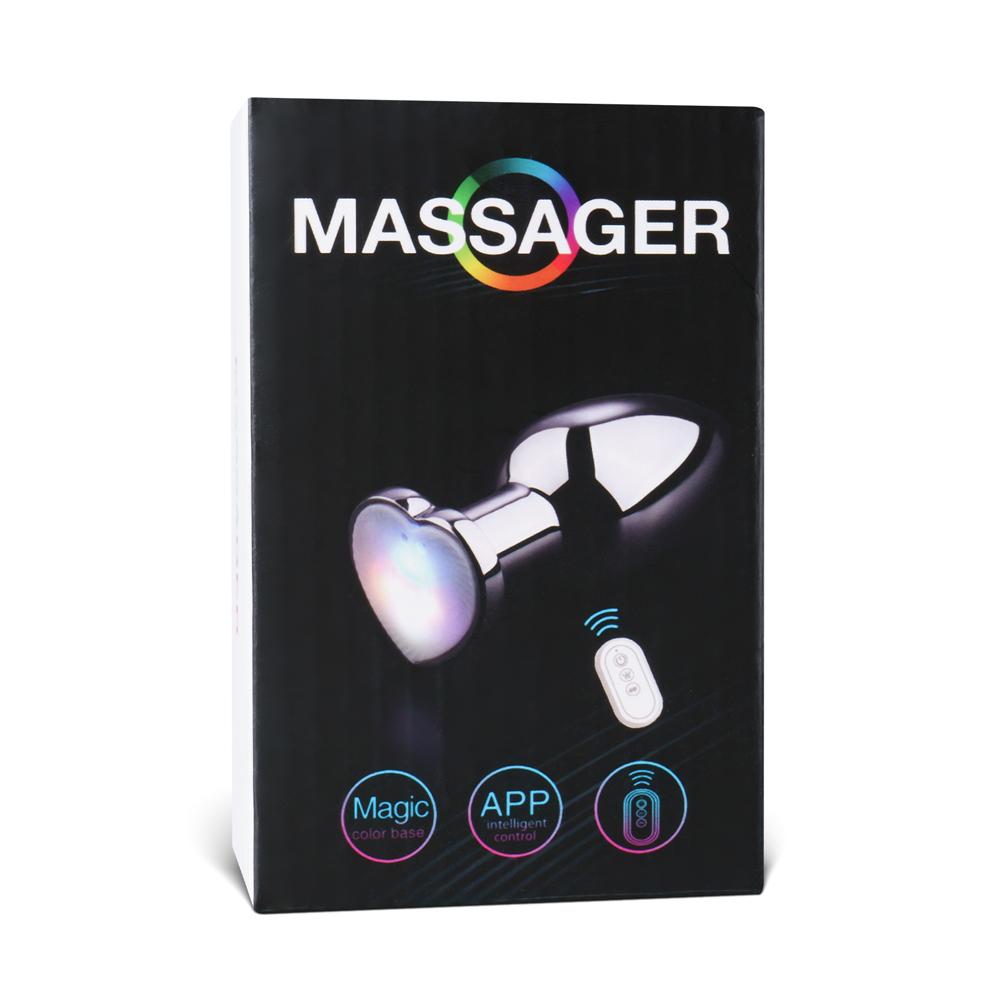 10-Speed Metal Vibrating Anal Plug with APP Control and Light-up Magic Colors