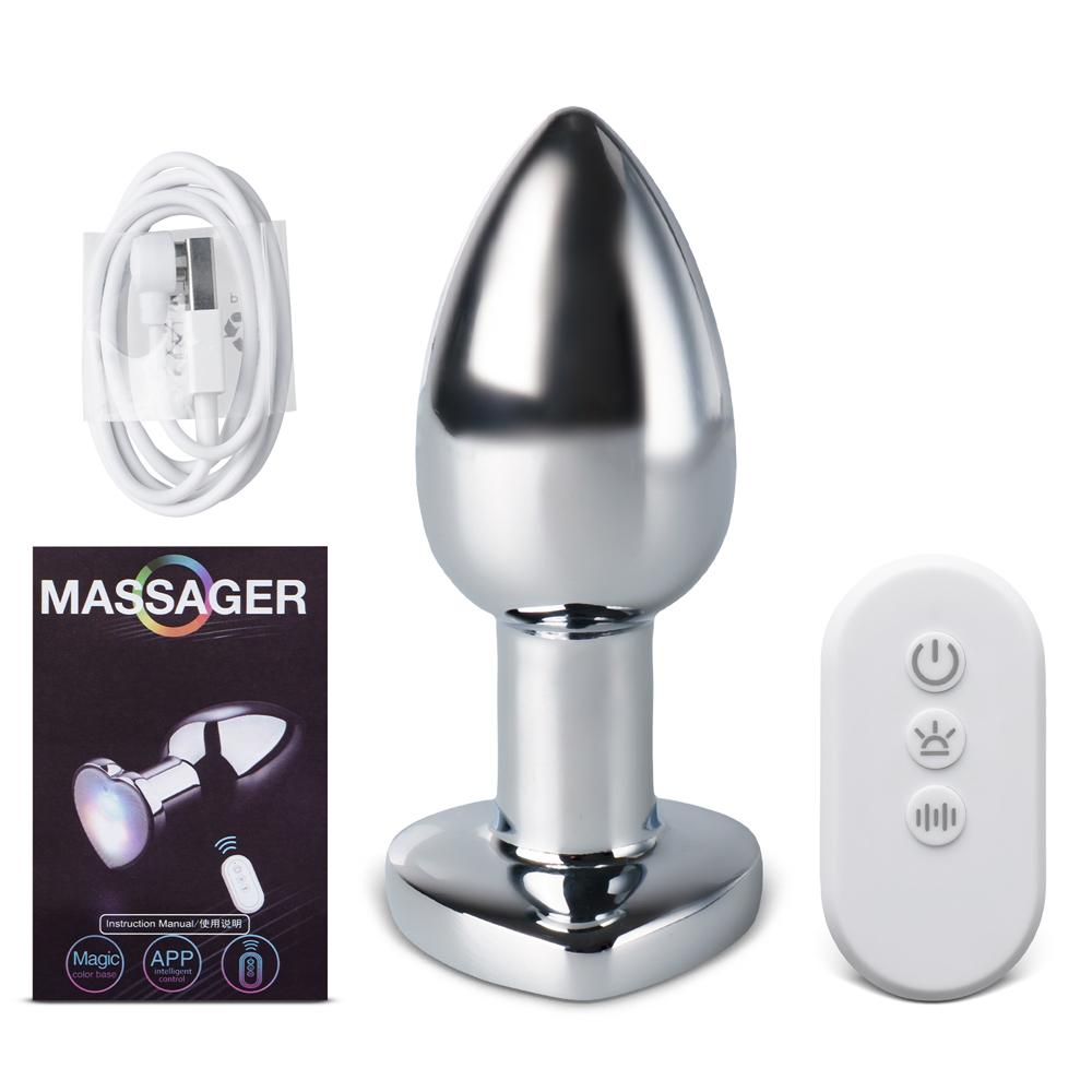 10-Speed Metal Vibrating Anal Plug with APP Control and Light-up Magic Colors