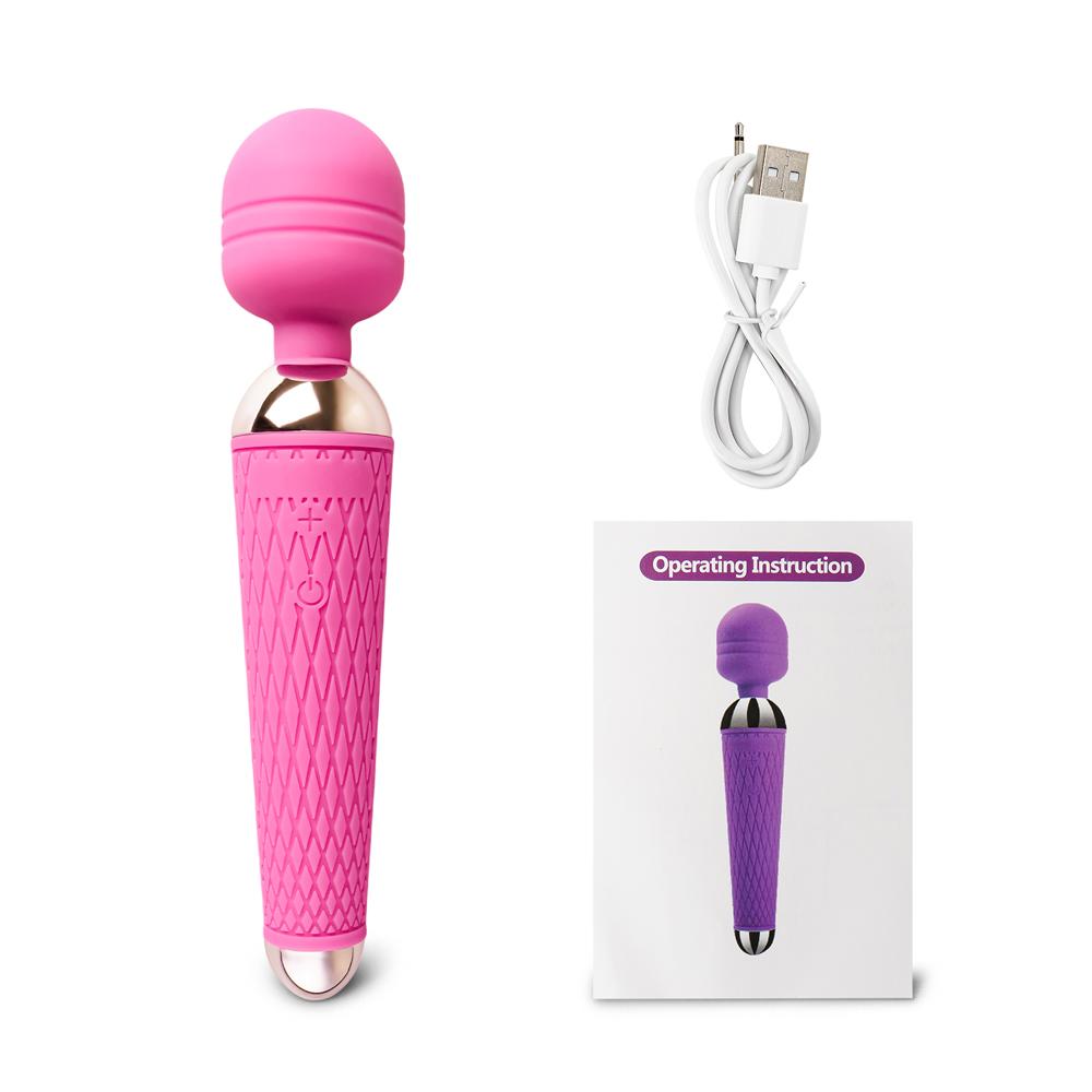 10-Speed Pink Color Rechargeable Silicone Wand Massager (USB Recharging)