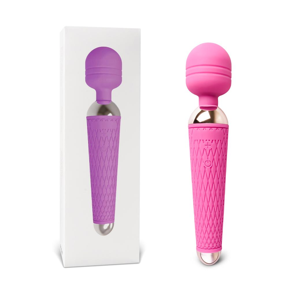 10-Speed Pink Color Rechargeable Silicone Wand Massager (USB Recharging)