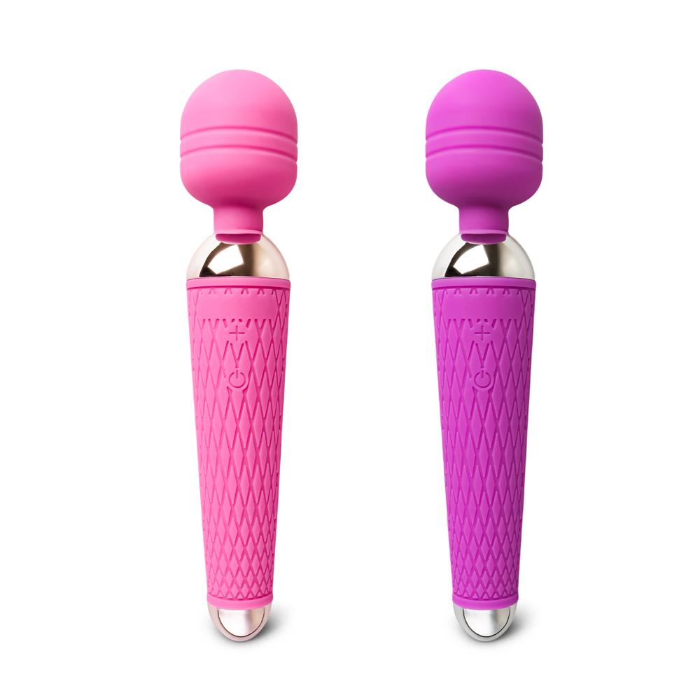 10-Speed Pink Color Rechargeable Silicone Wand Massager (USB Recharging)