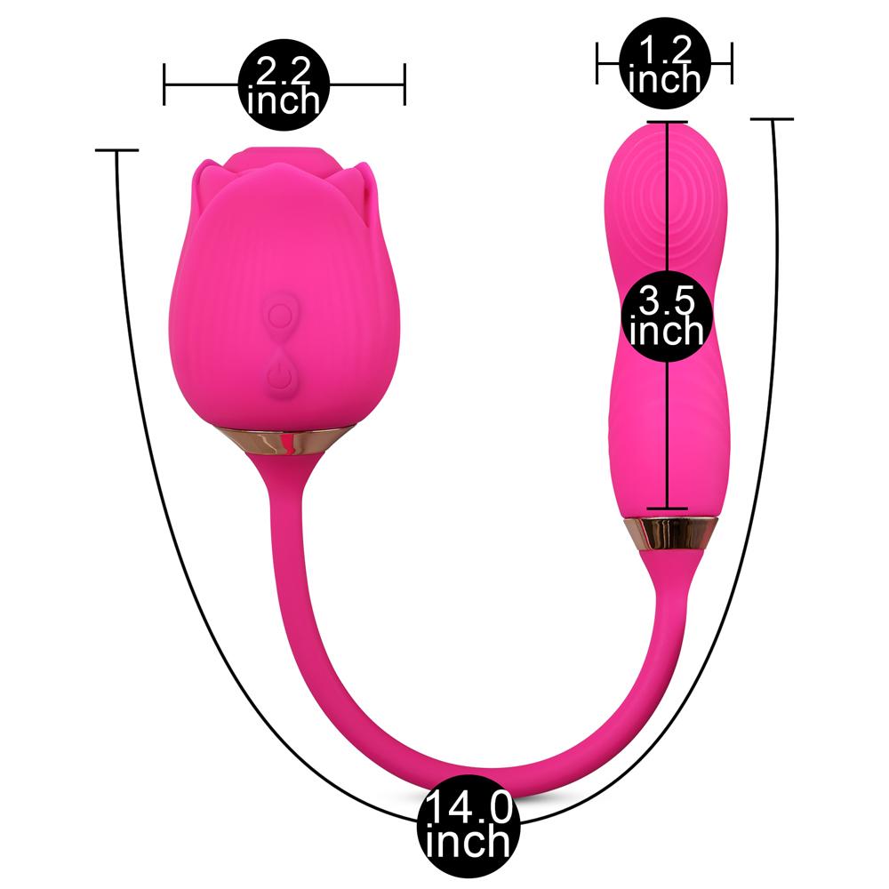 10-Speed Pink Color Silicone Clitoral Sucking Rose with Wiggling Vibrator