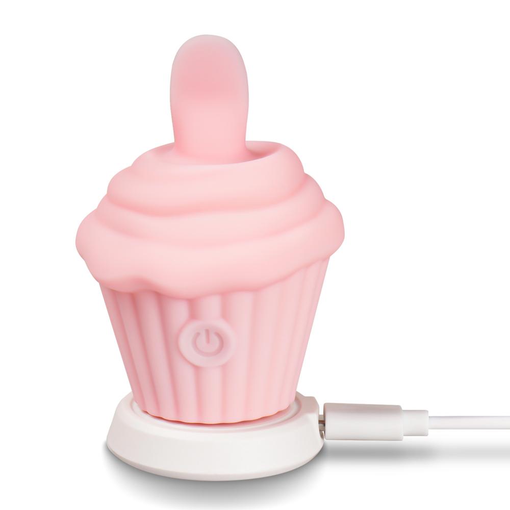 10-Speed Pink Color Silicone Ice Cream Shape Massager with Tongue