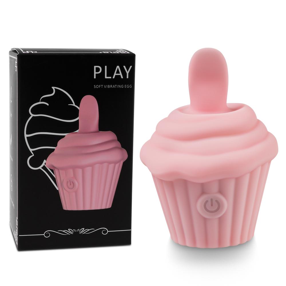 10-Speed Pink Color Silicone Ice Cream Shape Massager with Tongue