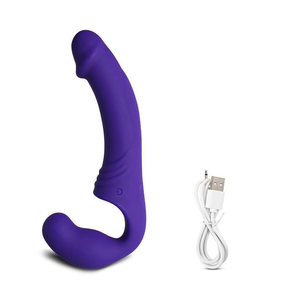 10-Speed Purple Color Rechargeable Silicone Double Ended Penis Vibrator ( 2 Vibrators )