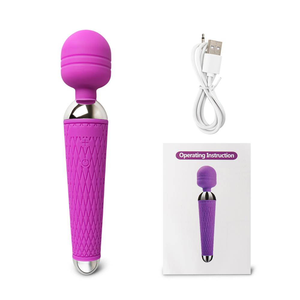 10-Speed Purple Color Rechargeable Silicone Wand Massager (USB Recharging)