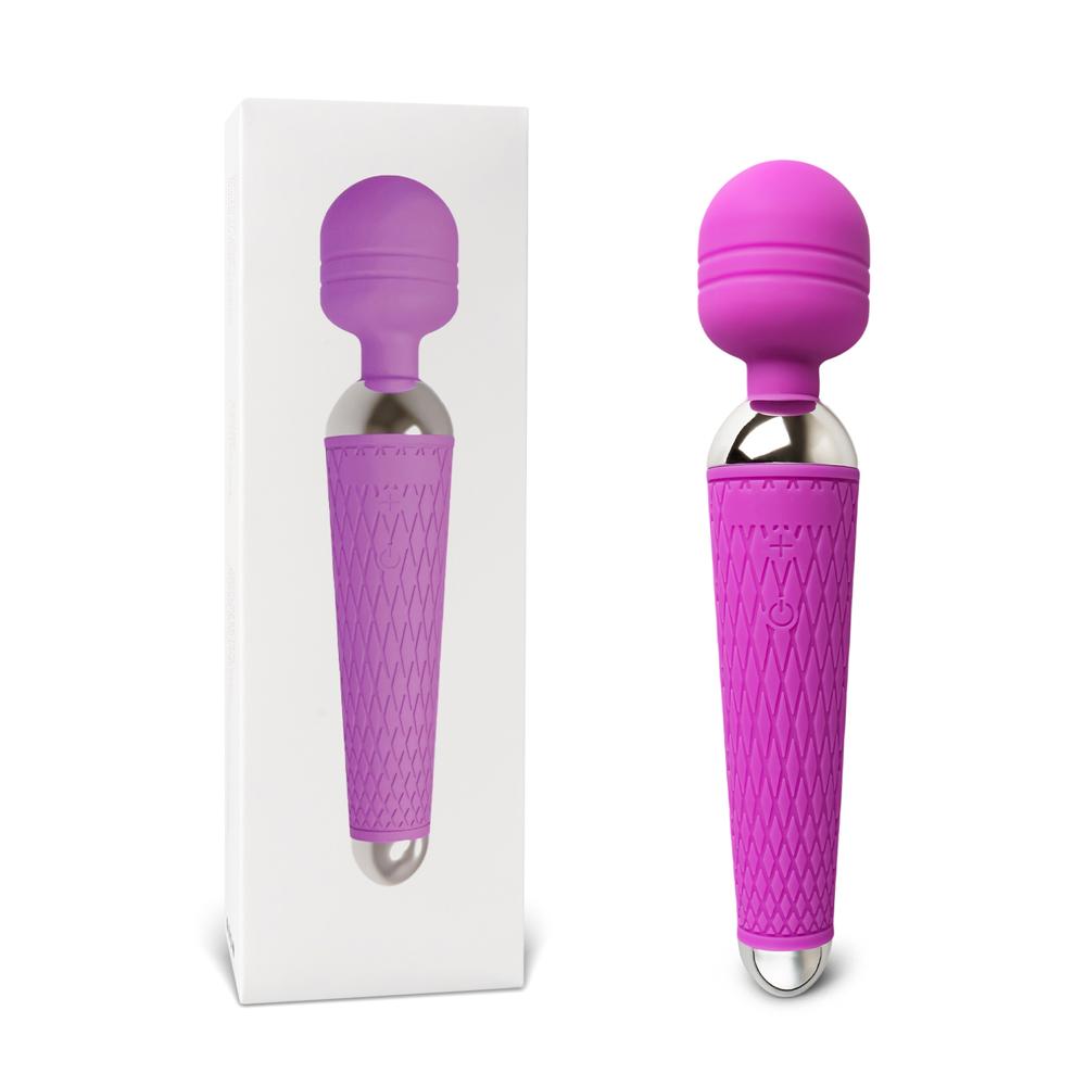 10-Speed Purple Color Rechargeable Silicone Wand Massager (USB Recharging)