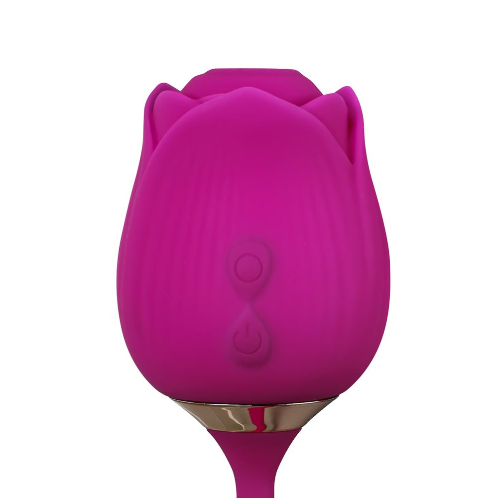 10-Speed Purple Color Silicone Clitoral Sucking Rose with Wiggling Vibrator