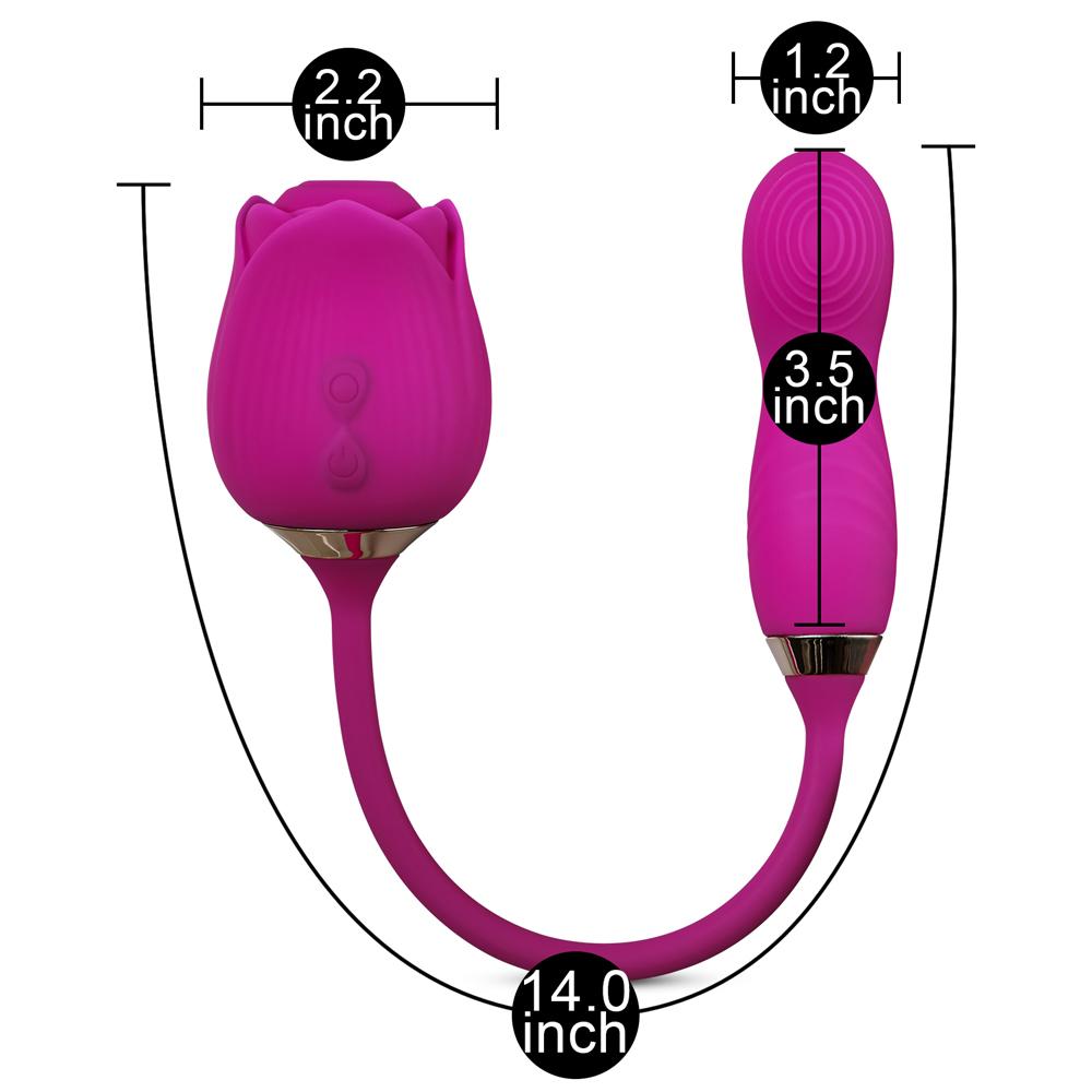 10-Speed Purple Color Silicone Clitoral Sucking Rose with Wiggling Vibrator