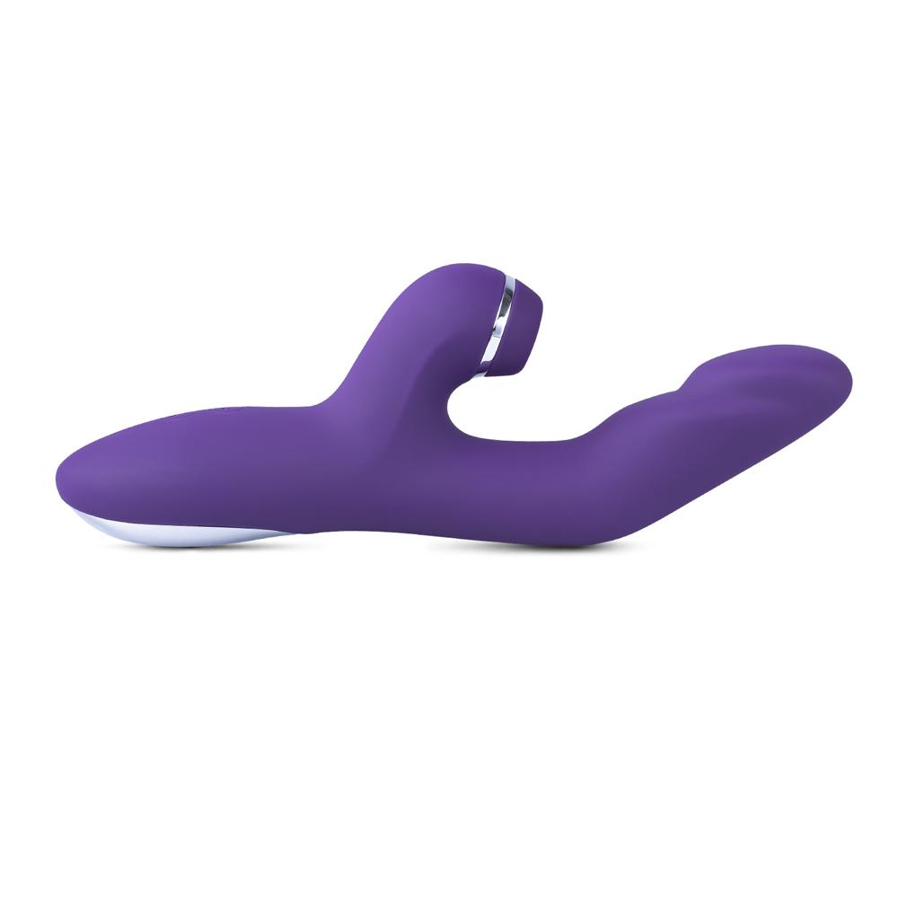 10-Speed Purple Color Silicone G-Spot Vibrator with Clitoral Massager and Heating Function