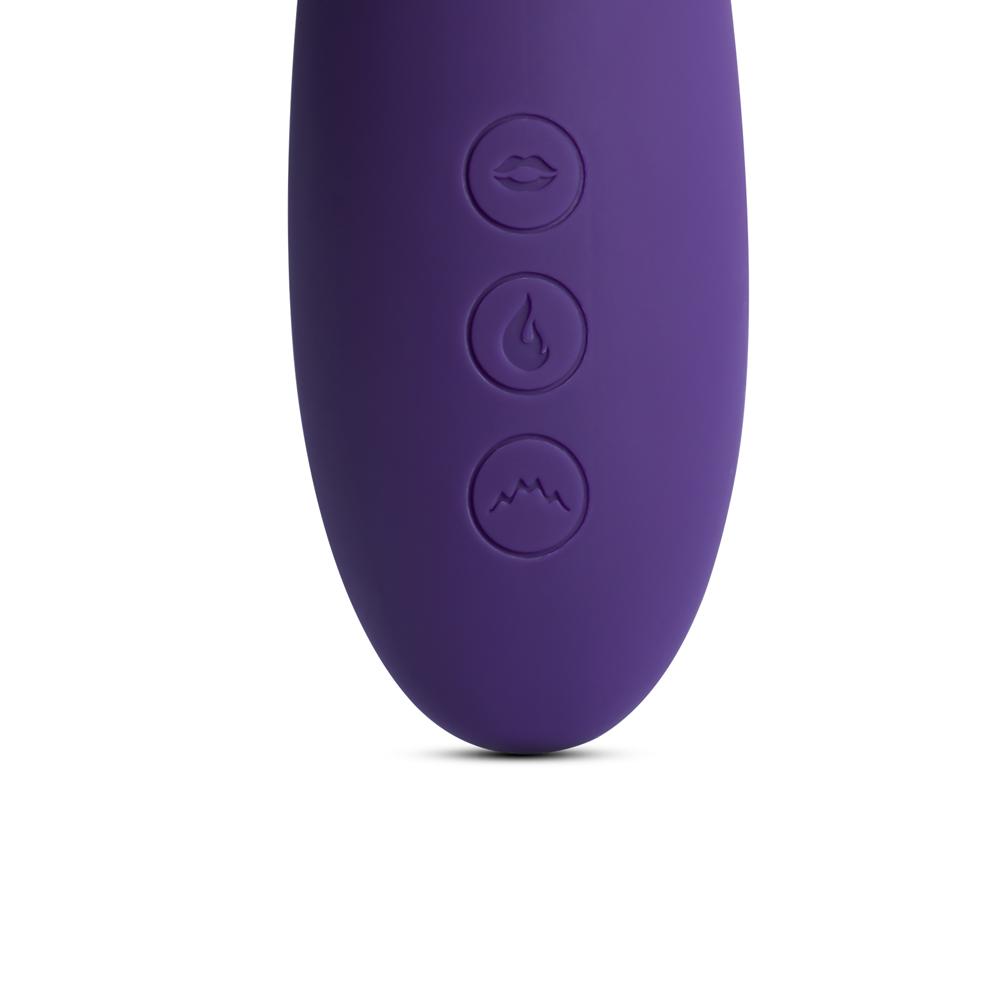 10-Speed Purple Color Silicone G-Spot Vibrator with Clitoral Massager and Heating Function