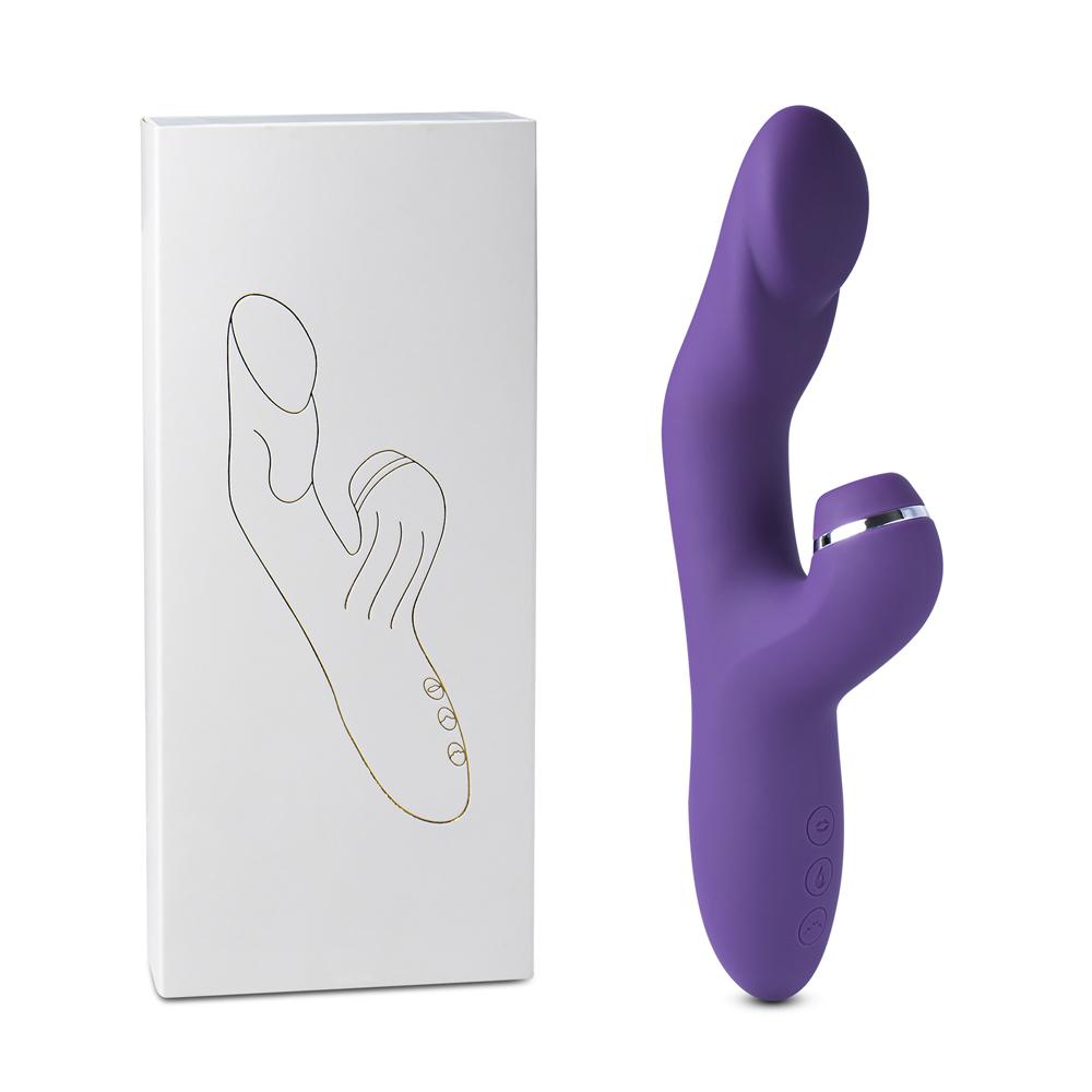 10-Speed Purple Color Silicone G-Spot Vibrator with Clitoral Massager and Heating Function