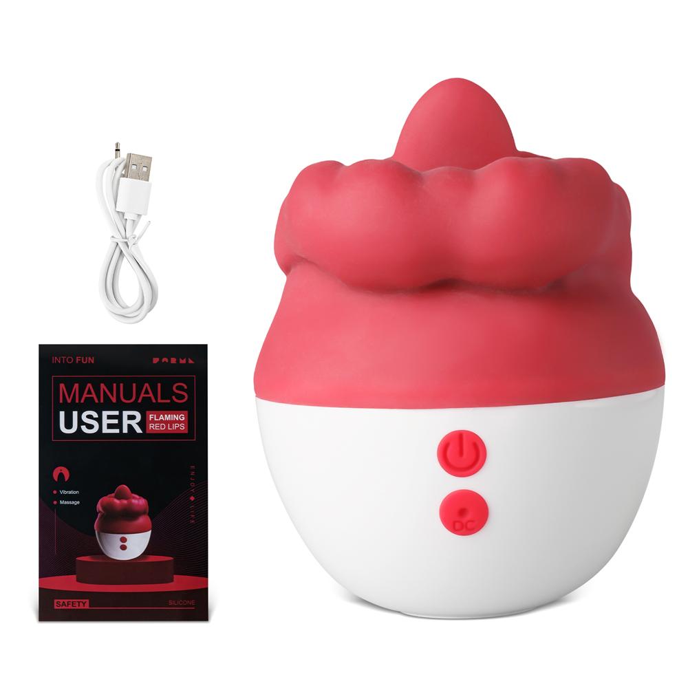 10-Speed Red Color Big Mouth Stimulator with Licking Tongue