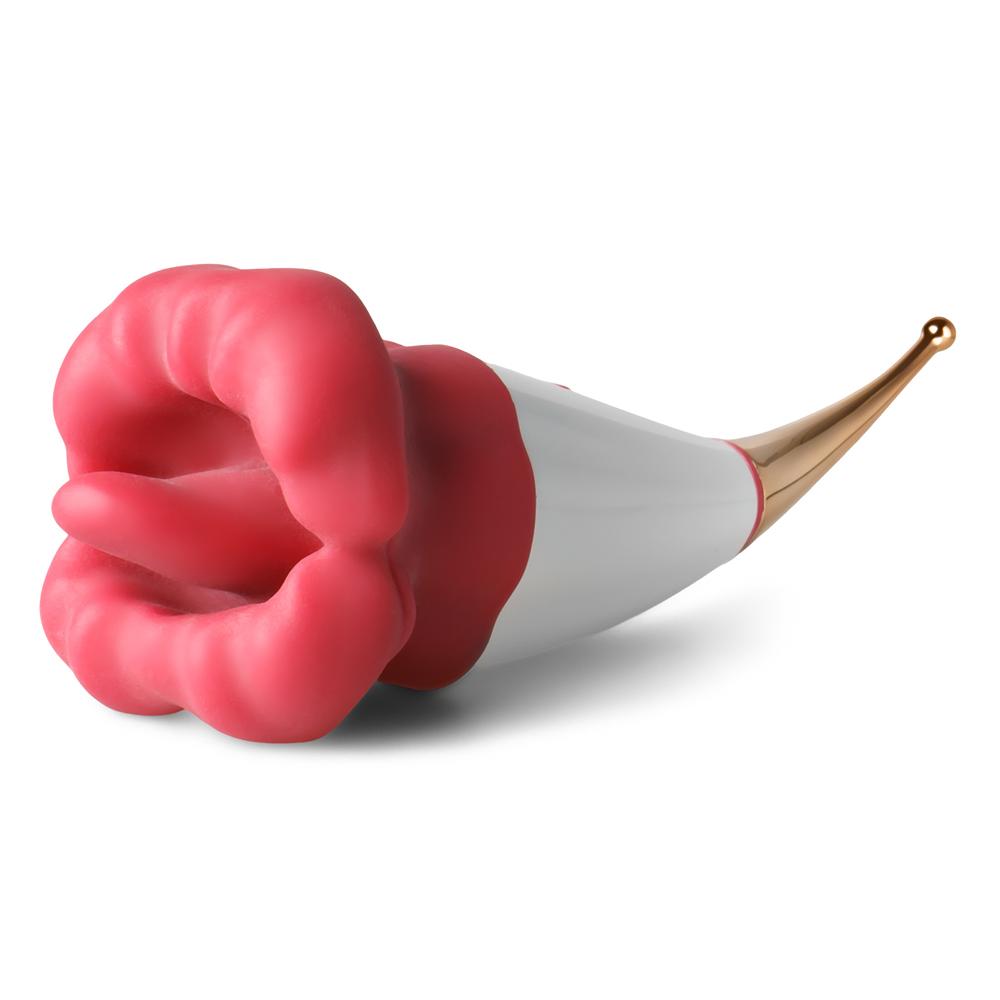 10-Speed Red Color Big Mouth Stimulator with Licking Tongue and Vibrator