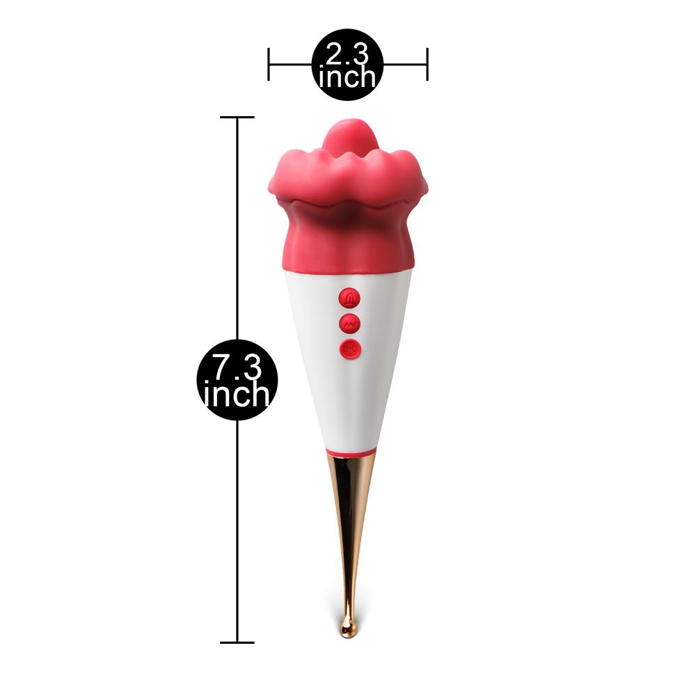 10-Speed Red Color Big Mouth Stimulator with Licking Tongue and Vibrator