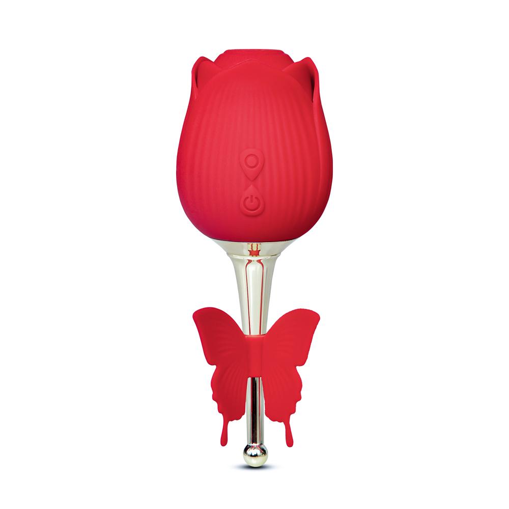 10-Speed Red Color Silicone Clitoral Rose Vibrator with Butterfly